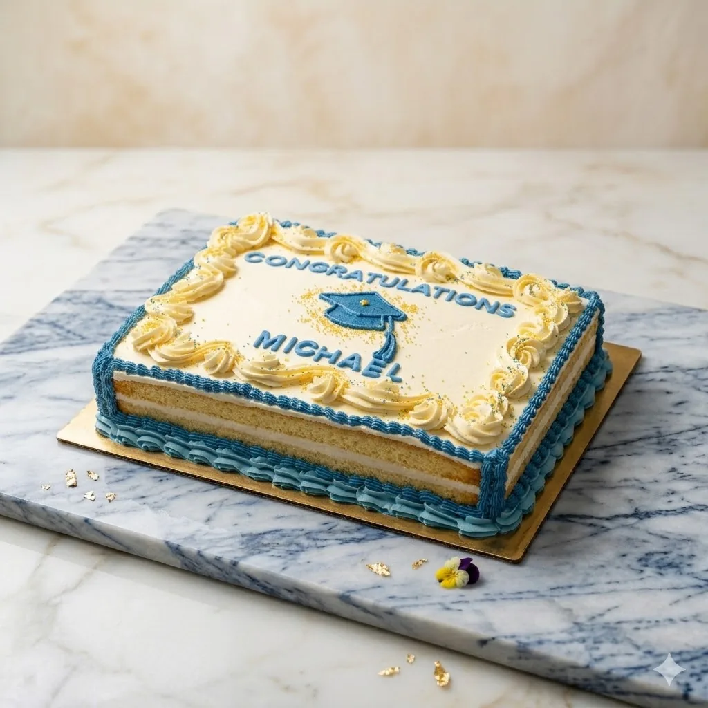Decorated dessert sheet cake